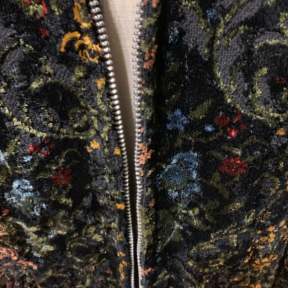 Vintage velvet hooded jacket with floral print - Picture 4 of 6